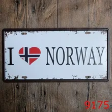 I LOVE NORWAY "Винтажный номерной знак металлические знаки наружные таблички на стену плакат искусство домашний металлический оловянный знак