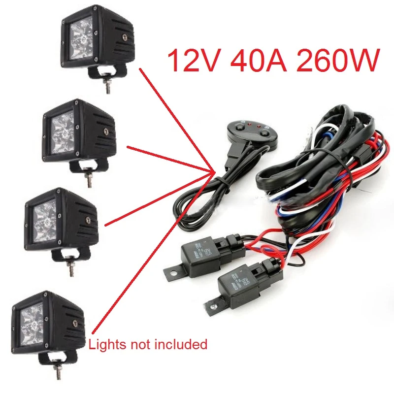 12V 40A LED Arbeits Nebelscheinwerfer Kabelbaum Relais Kit mit Schalter Auto Car 12V 40A LED Arbeits Nebelscheinwerfer Kabelbaum Relais Kit mit Schalter Auto Car