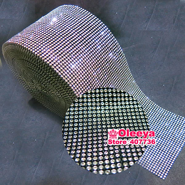 

4mm 10 Yard Black Base Plastic Rhinestones Mesh Trimming Sew On Mesh Trim Roll Party Floral Decoration For Garment DIY Y2345