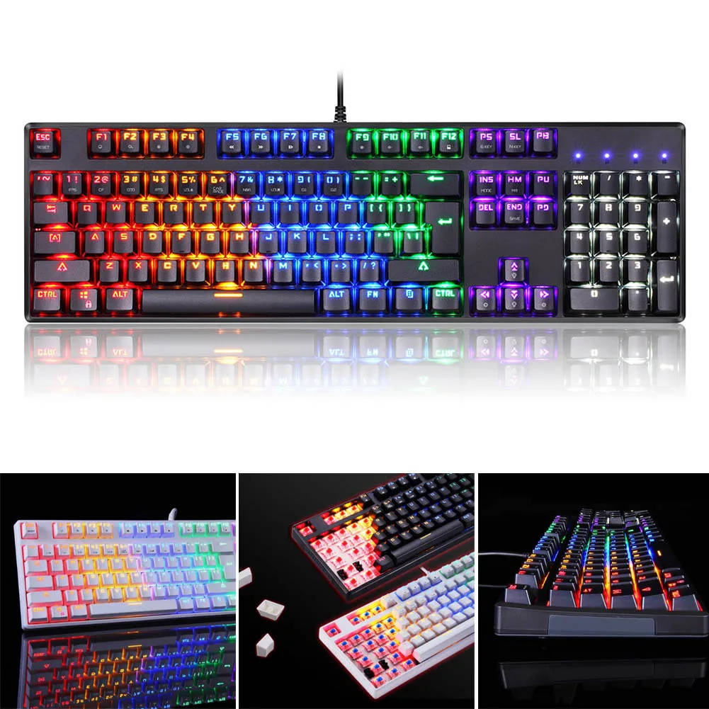 

USB Wired Gaming Mechanical Keyboard RGB Backlight 104 Keys Anti-ghosting Keys NK-Shopping