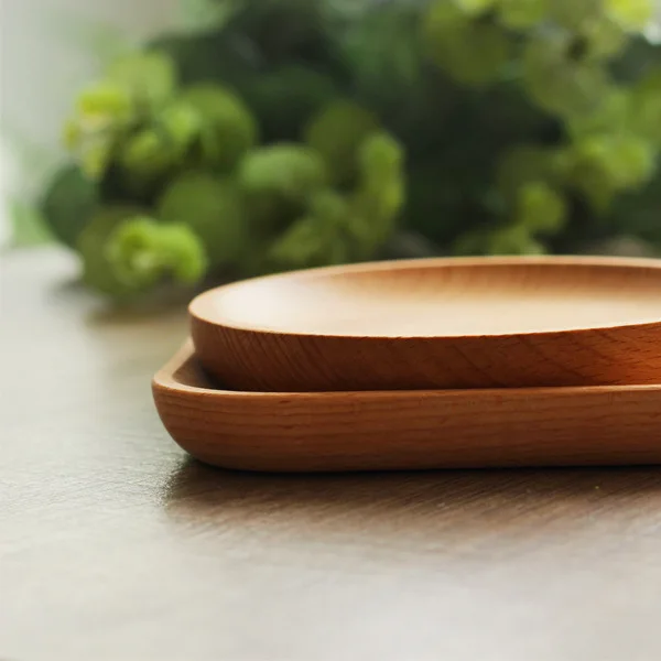 Storage Tray Wooden Serving Tray Kitchen Tray Wood Serving Plate Wood Square & Round Serving Tray Fruit Dessert Cake Snack Candy Platter Wooden Bowls