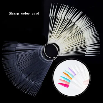 

hot sale 50 Pcs Clear False Nails Tips Fan Natural French Style Acrylic UV Gel Fan Shaped Nail Art display shelf Polish Card