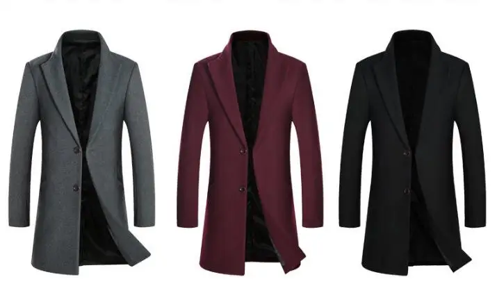 Новое зимнее шерстяное пальто для мужчин s утолщение тела ремонт длинные шерстяные пальто для мужчин s шерстяная верхняя одежда, пальто для мужчин повседневное пальто