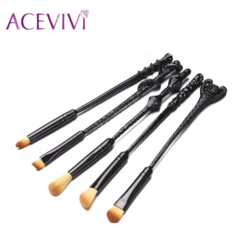 

ACEVIVI 4 Pcs Metal Wand Makeup Brush Face Eye Blusher Cream Cosmetic Professional Brush Sets Blending Brush Set Tool Kit