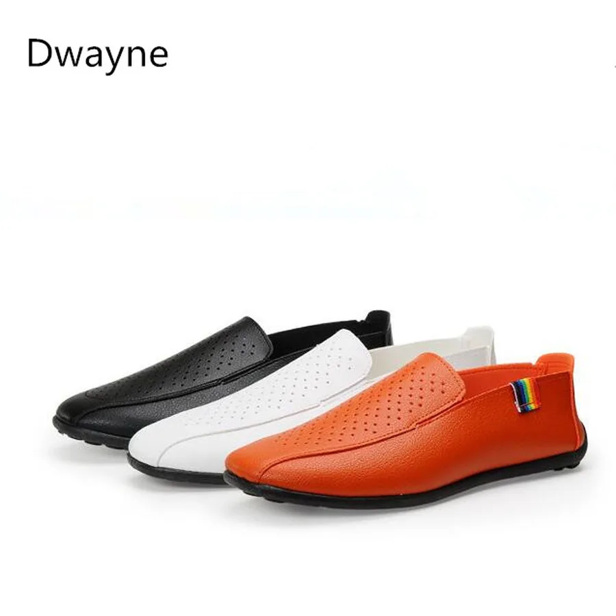 

Dwayne Mens Loafers Fashion Handmade Moccasins Soft Leather hollow Slip-On Men's Boat Shoes