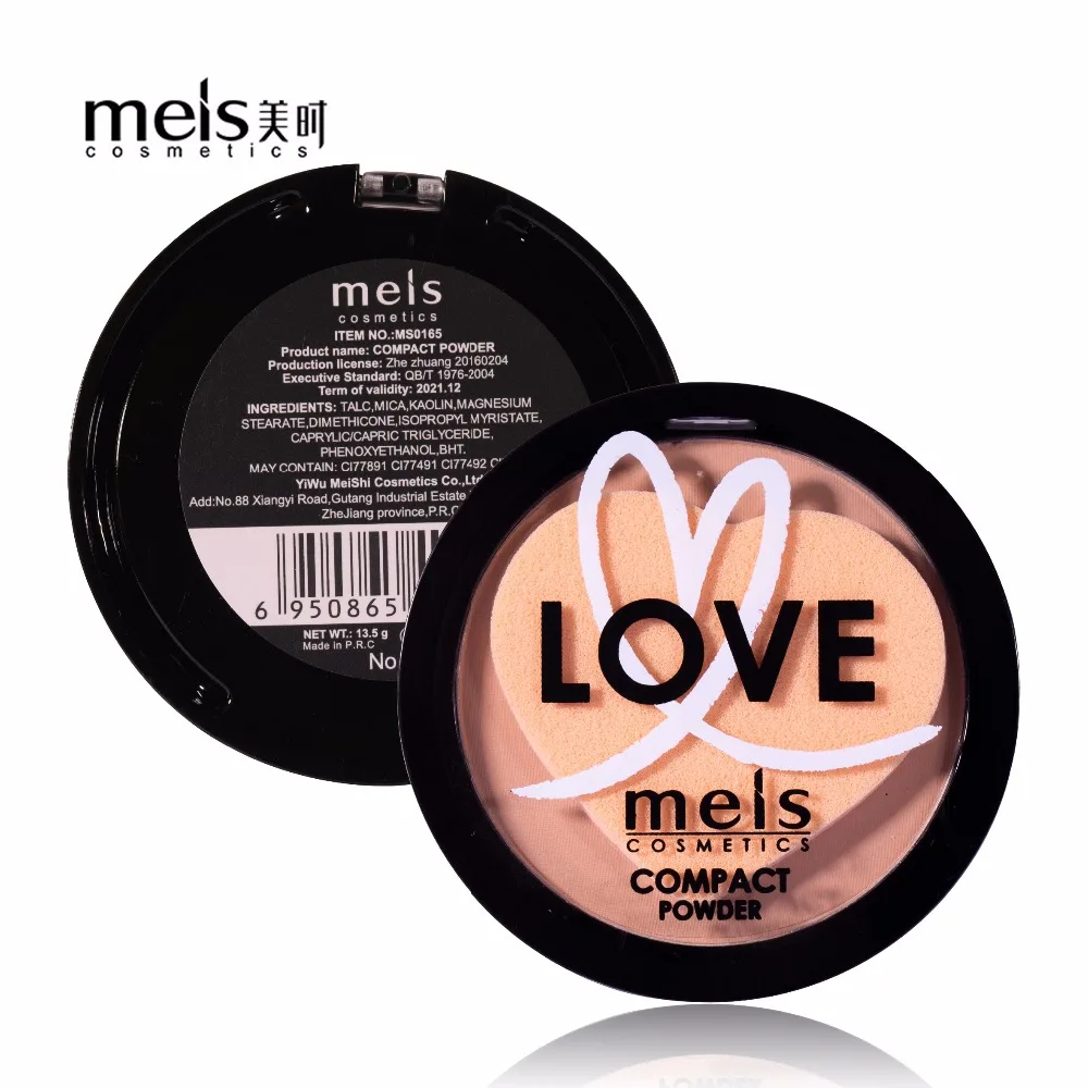 

MEIS Natural Face Powder Mineral Foundation Oil-control Brighten Concealer Whitening Make Up Pressed Powder With Puff MS0165