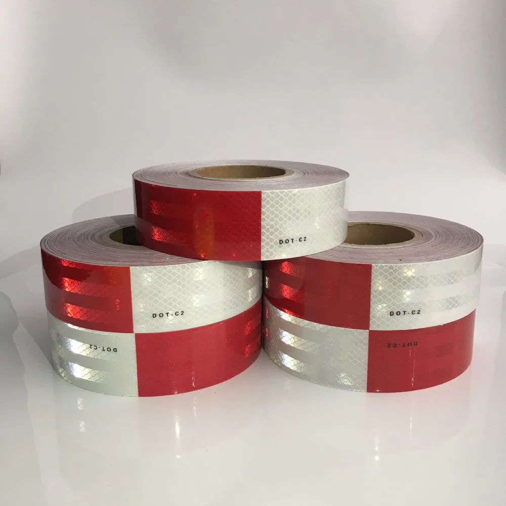 Auto-adesivo de Aviso de Tráfego Fita de Segurança Vermelho Adicionar Branco Supestrong Grau Truck Etiqueta Reflexiva Pet Rodoviário cm * 45 5 m Mod. 100820