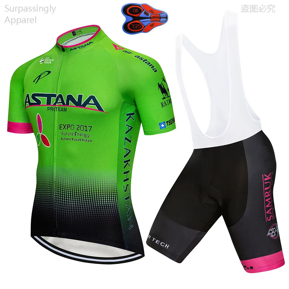 

2018 ASTANA Cycling Jersey Set Green Short Sleeve 9d Gel Padded Sets Bike Clothing MTB Bicycling Wear Cycling Cycle Clothing