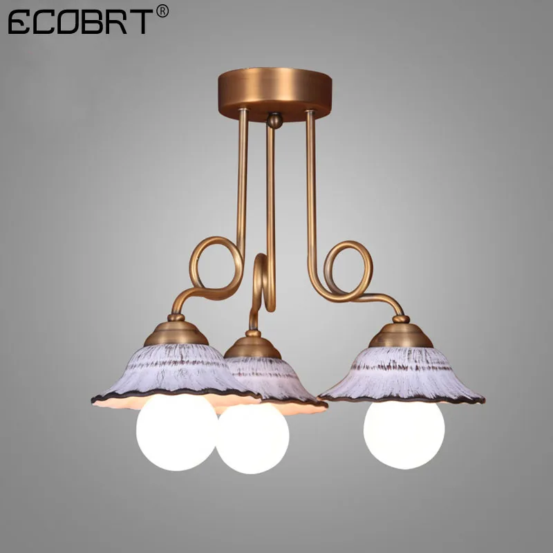 ECOBRT LED Pendant lamps ceramic lampshade for living room dining room cafe chandelier Bedroom restaurant study living room lamp