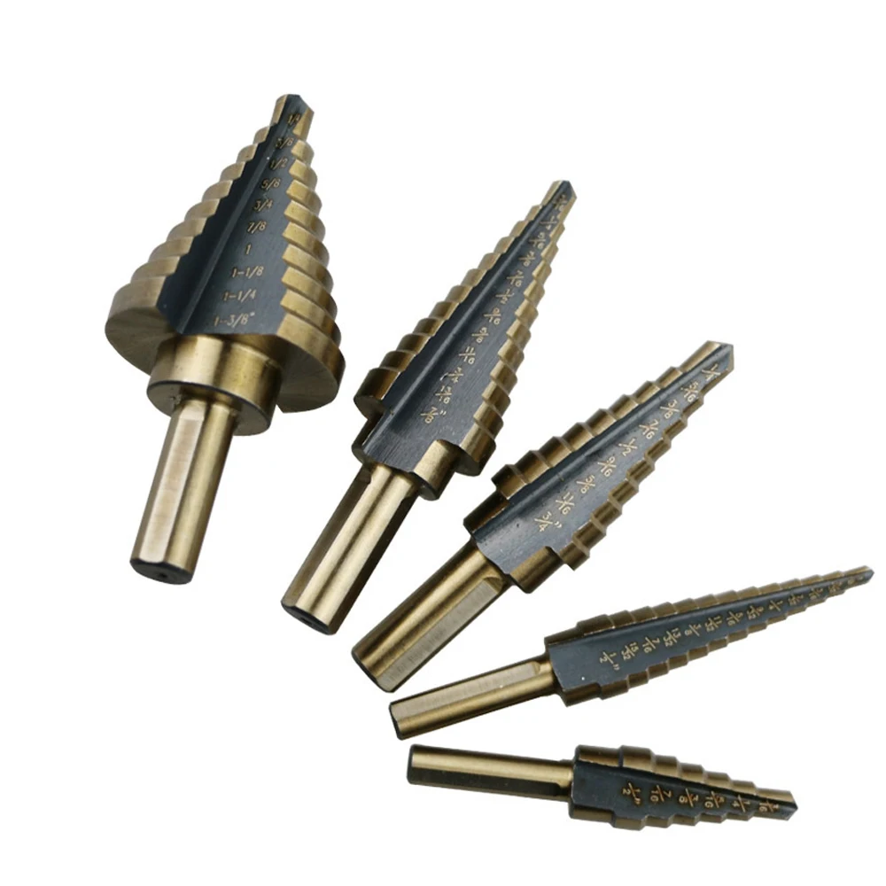 LHX Hardware 5pcs/set HSS Step Cone Metal Drill Bits Hole Cutting