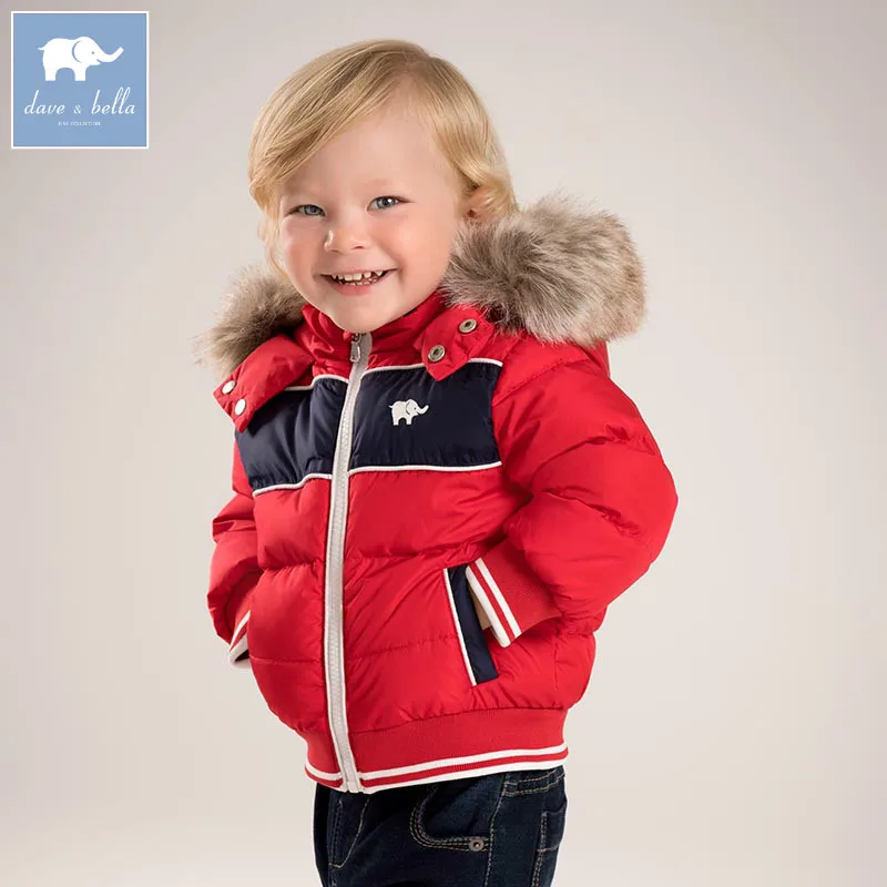 

DB5917 dave bella winter infant baby boys down jacket children white duck down padded coat kids red hooded outerwear