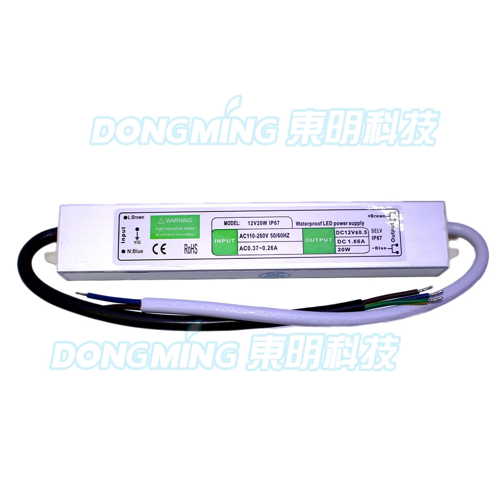 

10pcs/lot IP67 waterproof Power Supply DC 12V 20W 1.7a led driver AC175-265V input Switching power supply Transformers