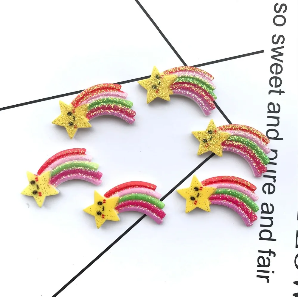

new 10pcs/lot Flat back Resin rainbow design charms phone protection DIY resin necklaces accessories cabochons pendant