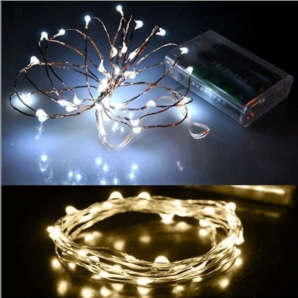 Luzes de Fadas de Cordas da Lâmpada Decoração da Bateria Fio de Cobre Luzes Cordas 30 40 50 100led Party Brilhantes Operado Levou Guirlanda Led 20 - 10 Luzes e Iluminação