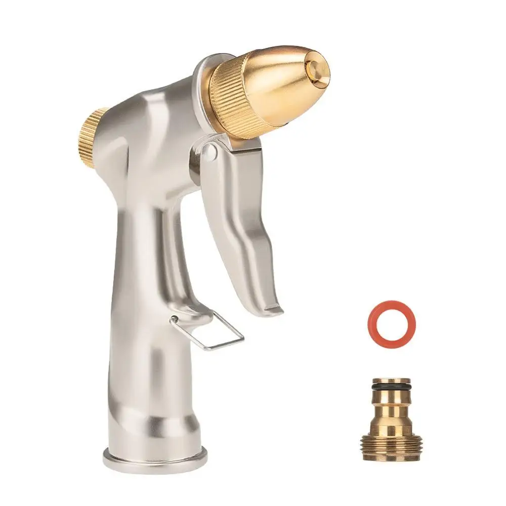 

High Pressure Garden Water Gun 4pcs Connector Brass Spray Nozzle Garden Water Spray Gun Car Washing Cleaning Watering Flower