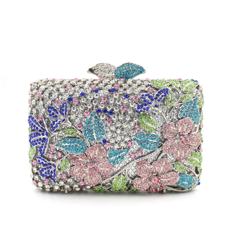 De Mariage Diamant Femmes Partie À Bags bags Dames Fleur Cristal Embrayages e0091 Coloré Sacs Main Femelle 2017 bags Soirée Nouveau Arrivent Smyzh bags Sac 4wqpp067
