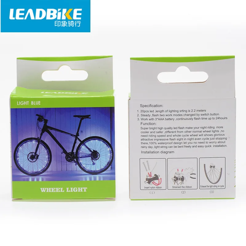 Leadbike, Аксессуары для велосипеда, 20LED, супер яркий светильник для горной дороги, колеса велосипеда, водонепроницаемый, USB, перезаряжаемый, велосипедный спиц, лампа