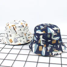 Литературный двухсторонний Рыбацкая шляпа лето ins парусный спорт граффити бассейна шапки уличный козырек для отдыха на открытом воздухе мужчины женщины ведро солнцезащитные шляпы