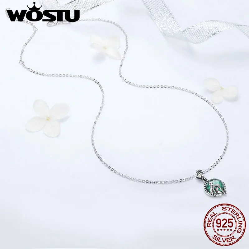 WOSTU Новая модная подвеска в виде русалки из стерлингового серебра 925 пробы колье