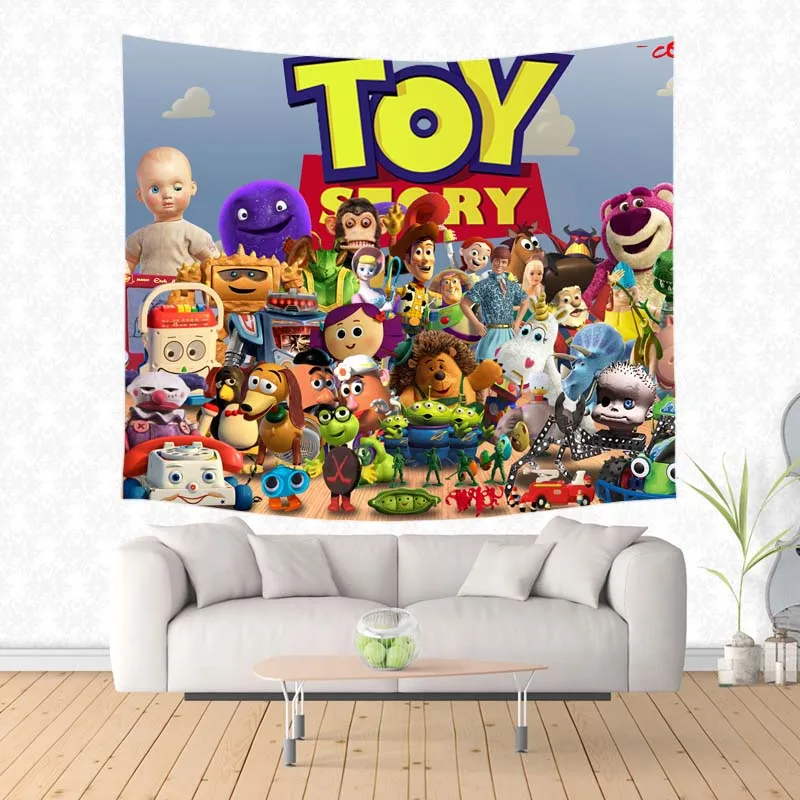 

Toy Story Pattern Polyester Tapestry Beach Yoga Picnic Mat Travel Throw Blanket Custom Bed Sheet Home Decor