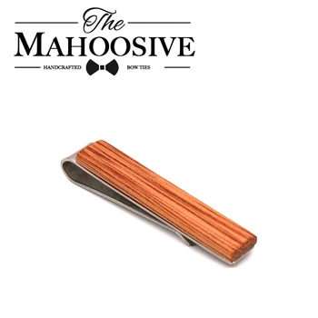 Mahoosive-Corbata Vintage de madera para hombre, Clip de corbata de madera, gemelos de cierre de barra para hombre, gemelos para hombre, camisa
