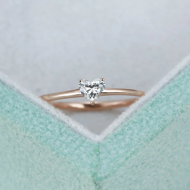 

Tisonliz Dainty Simple Cute Heart Crystal Rings Wedding Engagement Finger Band Rings for Women Lover Jewelry Anniversary Gifts