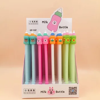 

4 Pcs Hot Sale Kawaii Mike Bottle Animals Gel Pen Ink Pen Student Kids Gift Stationery School Office Supply