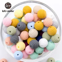Anneaux de dentition en Silicone 15mm 20 pièces | Perles de silice filetées sans BPA, Silicone de qualité alimentaire, spirale de 4 à 6 mois, let's make