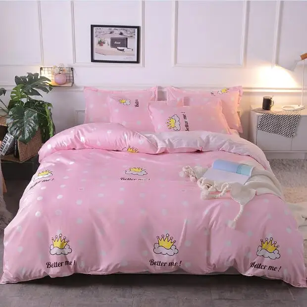 Bonenjoy, постельное белье двойного размера розового цвета, пододеяльник, простыня, наволочка, Комплект постельного белья королевского размера, комплекты постельного белья для девочек королевского размера - Цвет: ZL250