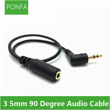 

90 Degree Right Angled 3 5mm 3 Pole Audio Stereo Male to Male & Female Extension Cable