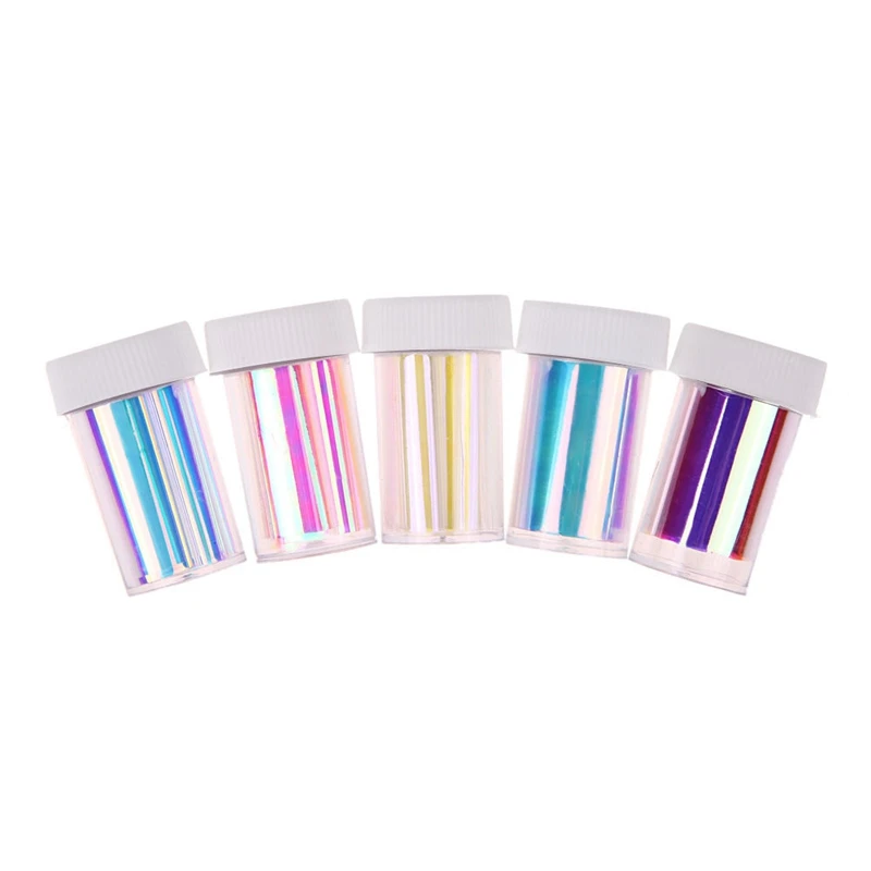 

5 PCS Fashion Shattered Glass Foils Finger DIY Nail Art Stencil Decal Stickers