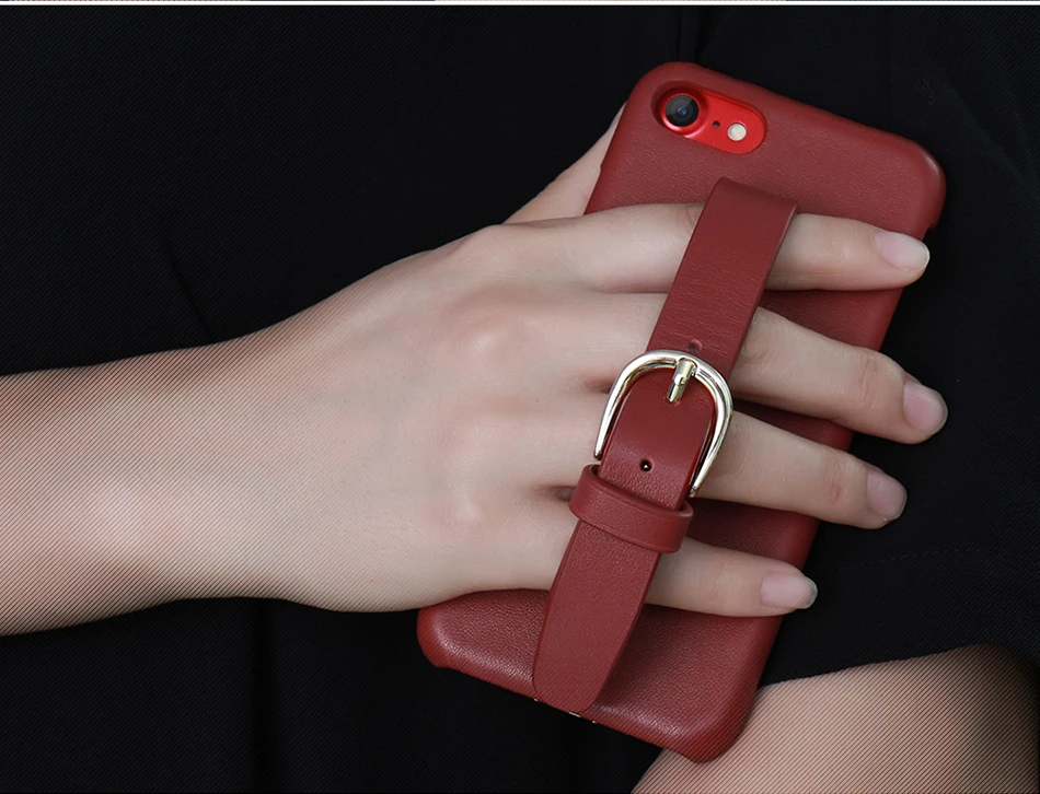 CASESHIP Genuine Leather Case For iPhone 6 6S 7 7 Plus Cover Smooth Touch Cowhide Wristband Back Cover For iPhone 6 7 Holsters (12)