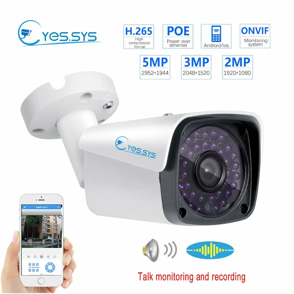 Eyes.sys H.265 3MP/5MP AUDIO Record Sound 2592*1944 INDOOR 36IR IP POE