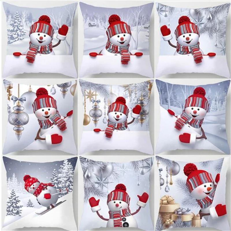 4545Cm Happy New Year Christmas Santa Claus Xmas Decorations for Home Cotton Elk Decorative Pillows Cover adornos de navidad (1)