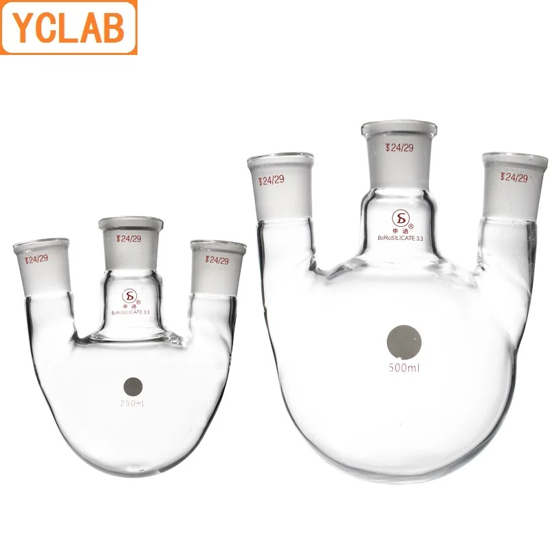 Yclab 2000 мл 24/29*3 дистиллятор 2L прямая форма с три горлышка Стандартный дорожный рот дистилляции с круглым дном