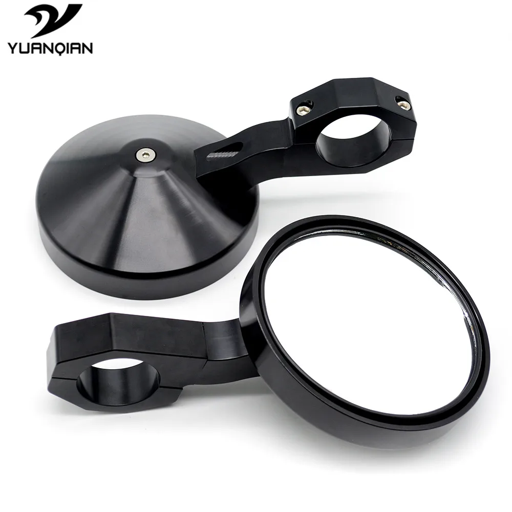 4.7" Round Billet UTV Rearview Side Mirrors Clamp For Can am Commander Maverick For Polaris RZR