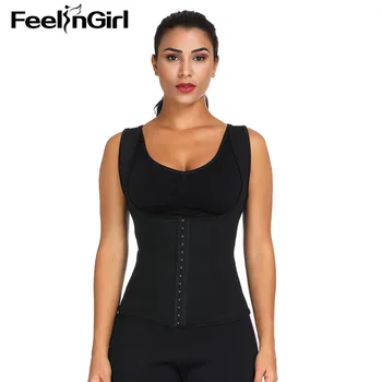 

FeelinGirl Neoprene Sweat Sauna Body Shapers Vest Slimming Weight Loss Shapewear Fajas Tank Top Workout Waist Trainer-E