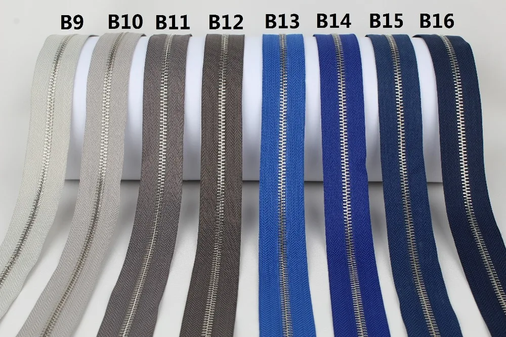 

5# silver metal zipper single open-end grey dark grey blue navy blue metal zipper roll high grade free shipping