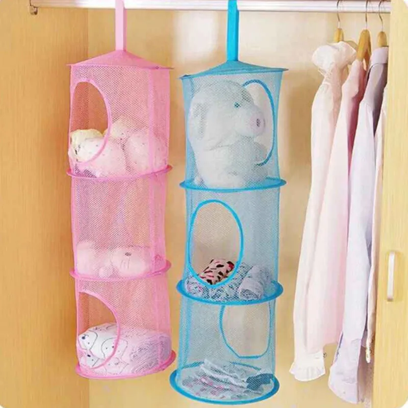 3 Shelf Hanging Storage Net Organizer Bag Bedroom Door Wall...