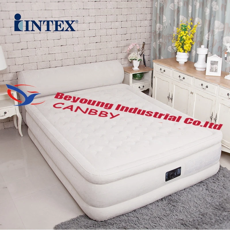 Intex queen Dura Beam ультра плюшевый надувной матрас для кровати с изголовьем Встроенный
