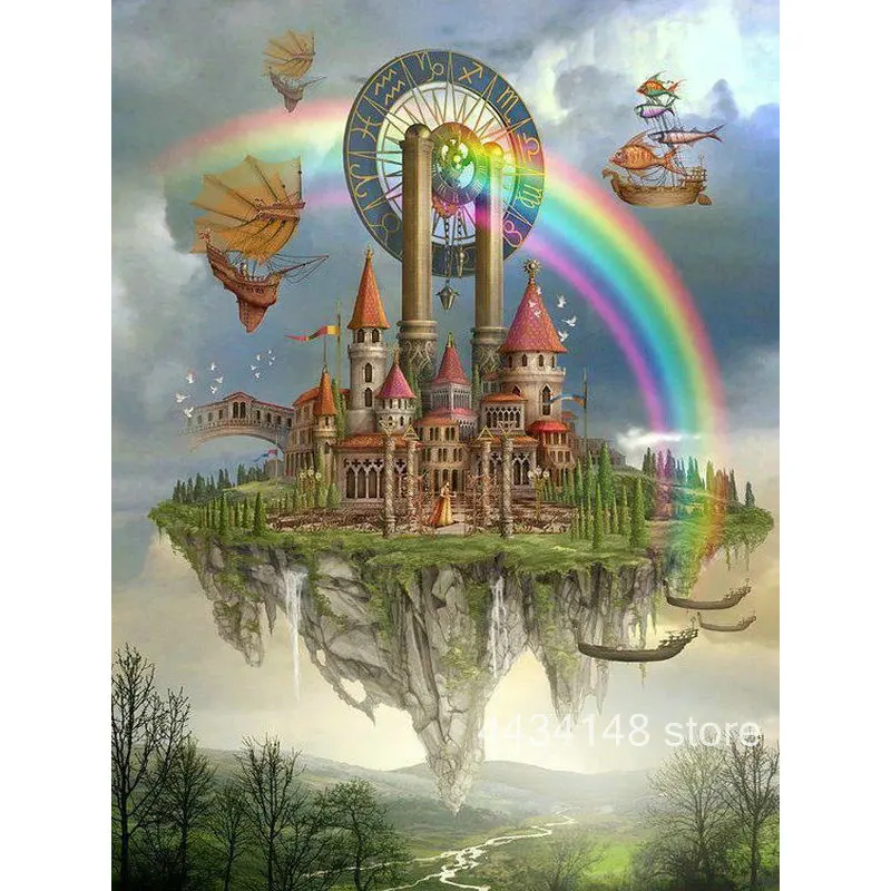 

ArtBack Diamond Embroidery 5D DIY Diamond Painting Castle Landscape Diamond Painting Cross Stitch Rhinestone Mosaic