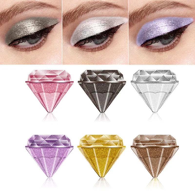 6 цветов кремовый Алмазный одиночный теней для век Палитра с металлическими блестками тени для век Гель Shimmer Highlighter Glow Long-lasting Cosmetics