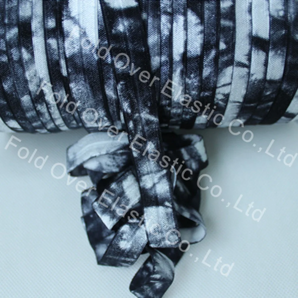 

Free shipping 5/8" Tie Dye foe, good elasticity fold over elastic, 100yards per roll