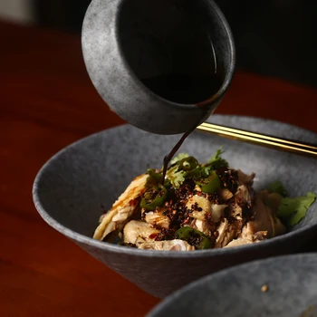 

KINGLANG Creative noodle soup rice bowl under glaze color retro wind salad bowl