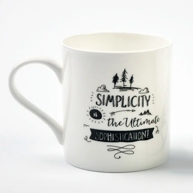 Fine Bone China Mug 350ml Brief White Porcelain Mugs Water Cup with Decal Food Grade Home Drinkware (4)