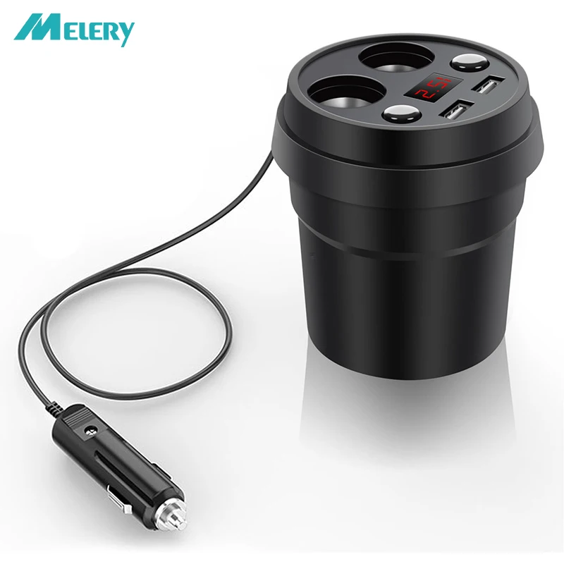 Cup Car Charger Multi Function LED Display Voltage 3.1A 2 USB Power Adapter Cigarette Lighter Splitter for Movile Phone GPS DVR Cup Car Charger Multi Function LED Display Voltage 3.1A 2 USB Power Adapter Cigarette Lighter Splitter for Movile Phone GPS DVR