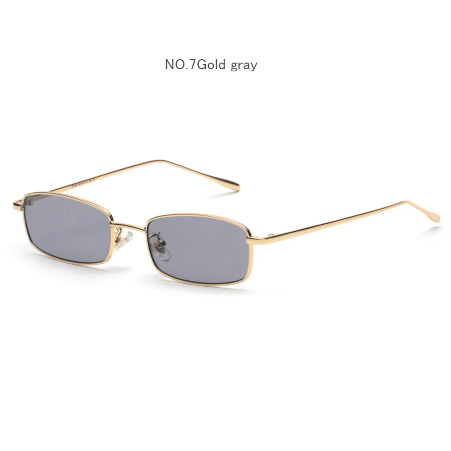 YOOSKE Винтажные Солнцезащитные очки для мужчин и женщин, брендовые дизайнерские прямоугольные металлические солнцезащитные очки, женские маленькие ретро очки, UV400 - Цвет линз: gold gray