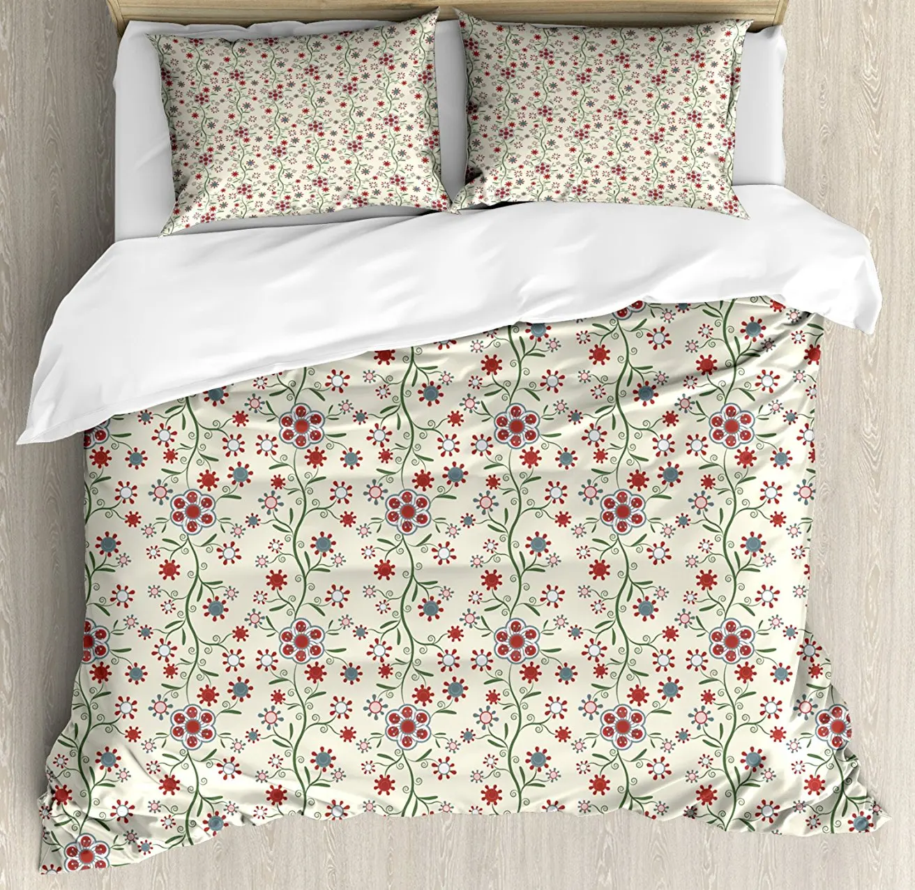 Floral Duvet Cover Set Vintage Shabby Chic Branches Cottage Style