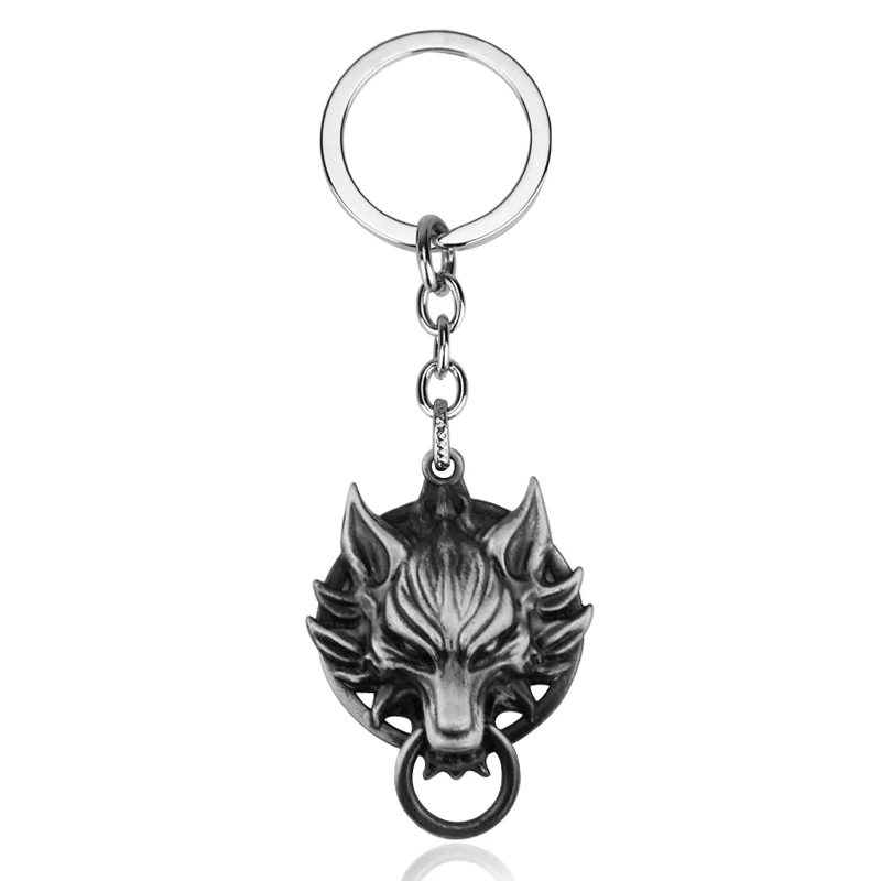 

High quality Game Series Cool Final Fantasy Pendant Key Chain Final Fantasy VII Cloud Wolf Head Logo Metal Exquisite chaveiro