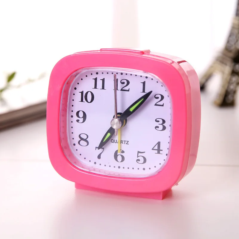 Fashion Square Small Bed Alarm Clock Transparent Case Compact Digital Alarm Clock Creative Cute Student Desk Table Clock